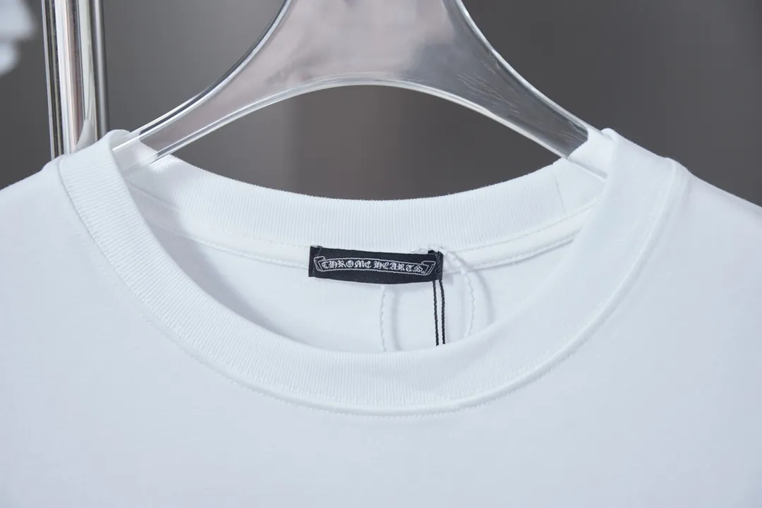 🅿️220 Ch*ome Hearte 25SS early spring new style, appliqué embroidered heart cross short sleeves, light luxury, essential item for daily commuting for men and women, correct version, welcome to compare, detailed features · 320g 100% pure cotton double yarn jersey fabric · Custom dyed in the same vat, special thickened 32 pieces double-strand 1X1 thread · Imported Tajima machine embroidery tatami embroidery ➕This cloth patch embroidery · Collar, cuffs, and hem are hand-frayed · Double-needle stitching across seams · Original main mark, washed tag, branded moisture-proof paper packaging Color: Black/White/Pink Size: S/M/L/XL